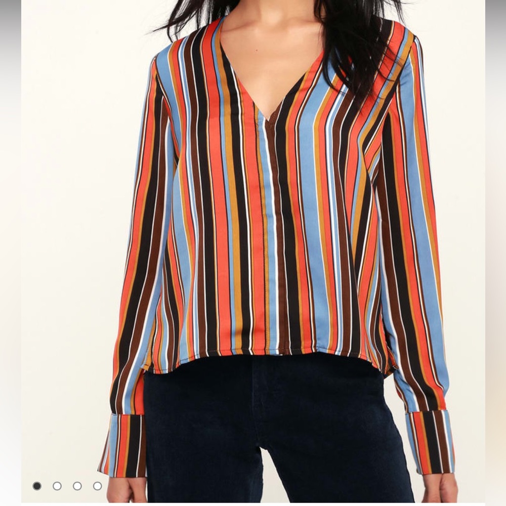 ASTR The Label Doreen Long Sleeve Blouse - Orange Multicolored